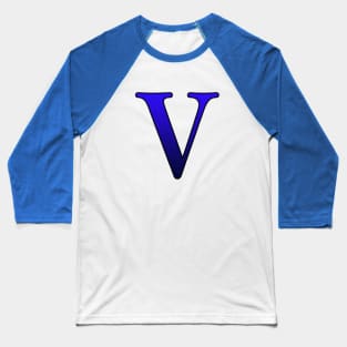 Blue Roman Numeral 5 V Baseball T-Shirt